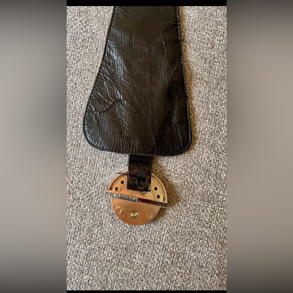 Vintage Suede Black Belt with Silver Buckle - handmade - Picture 10 of 12